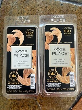 Kōze Place Cozy Woods & Amber Scented Wax Rounds – 8 Count per Package